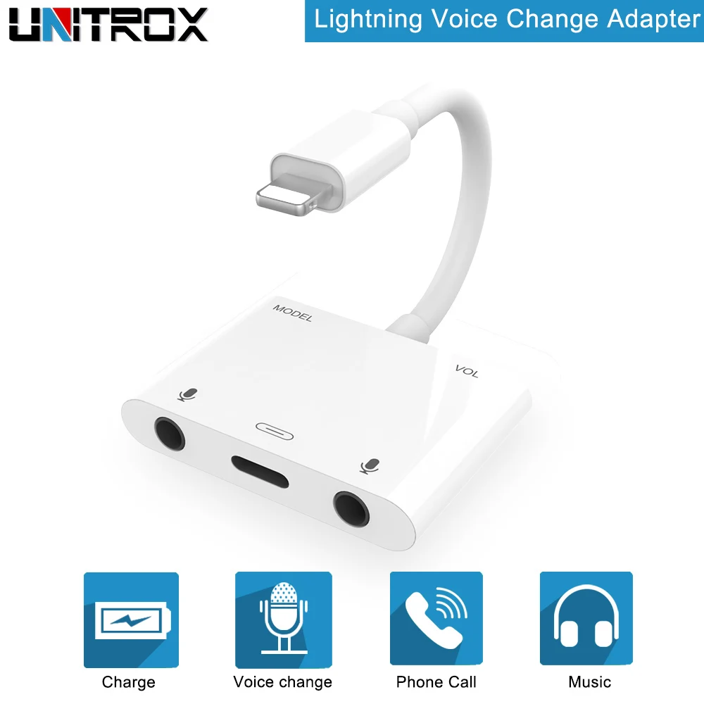 

Adapter For Lightning to Voice Beauty Audio Adapter with dual Audio Mirco Port For lightning port for iphone X/8/7/7P/6/6s