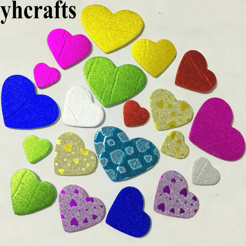 

10bagsLOT.Mix new Shiny hearts stickers Scrapbooking kit.Early educational toys Kindergarten craft toy Handmade homework OEM
