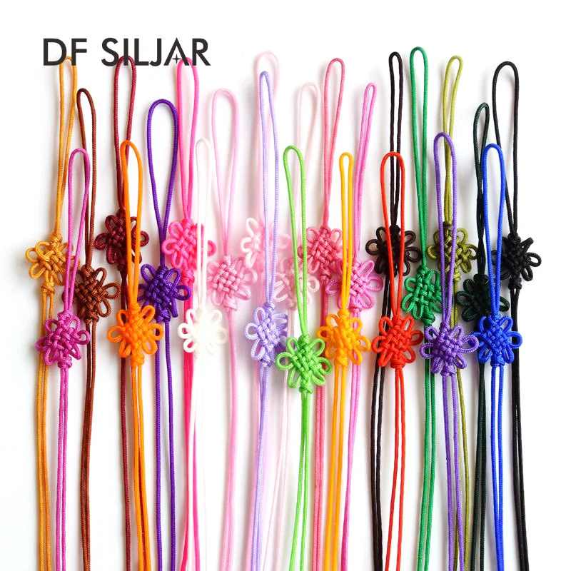 

19colors 20pcs/lot Terylene Cord Chinese Knot Art KeyChain Keyring Cellphone Lanyards Straps Silk Cotton Tassel DIY Cord Y1707