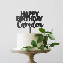 Пользовательские имя День Рождения украшения деревенский лазерная резка персонализированные Дети счастливые аксессуары для торта на день рождения уникальные вечерние подарки