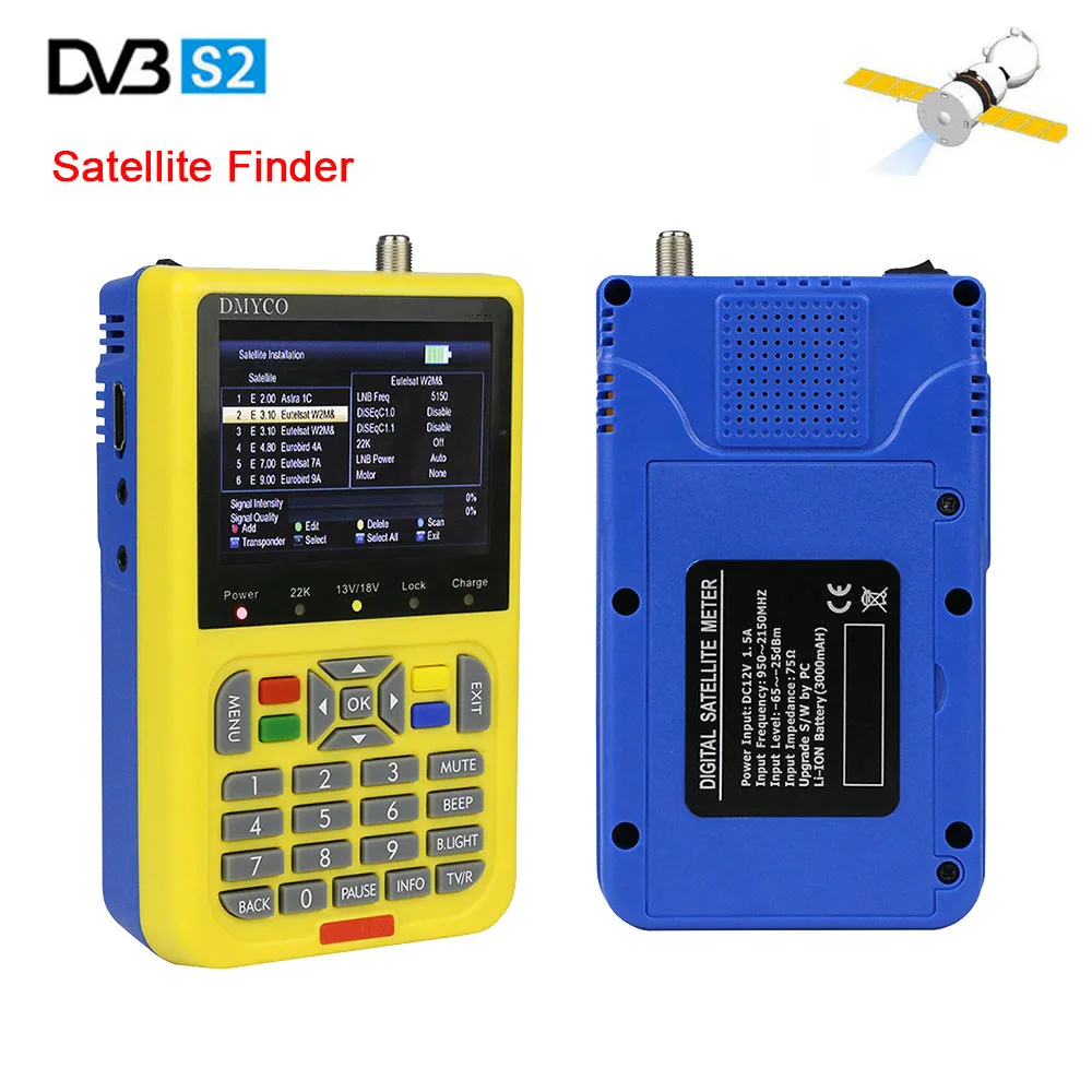 SatFinder DVB S2 сканер спутникового сигнала 3,5 дюймов ЖК-дисплей цифровой 1080 P HD MPEG-2 MPEG-4 цифровой ресивер fta спутниковый измеритель