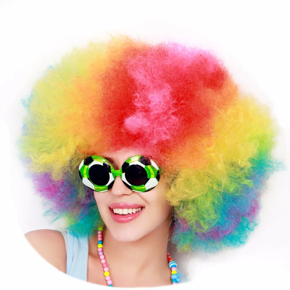 Fashion Colorful 200g Super Fluffy Afro Wig Dance Party Synthetic Fiber