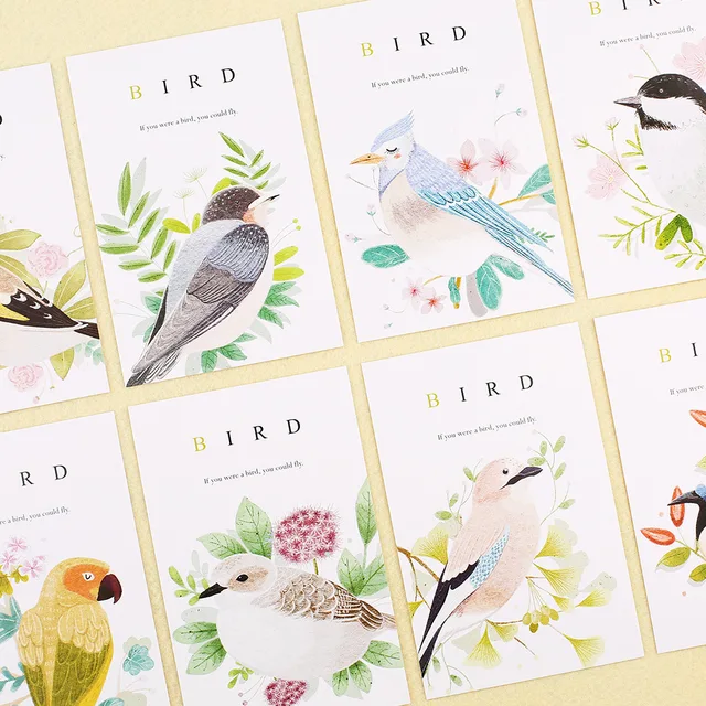 30pcs spring bird sing design card multi use as scrapbooking party