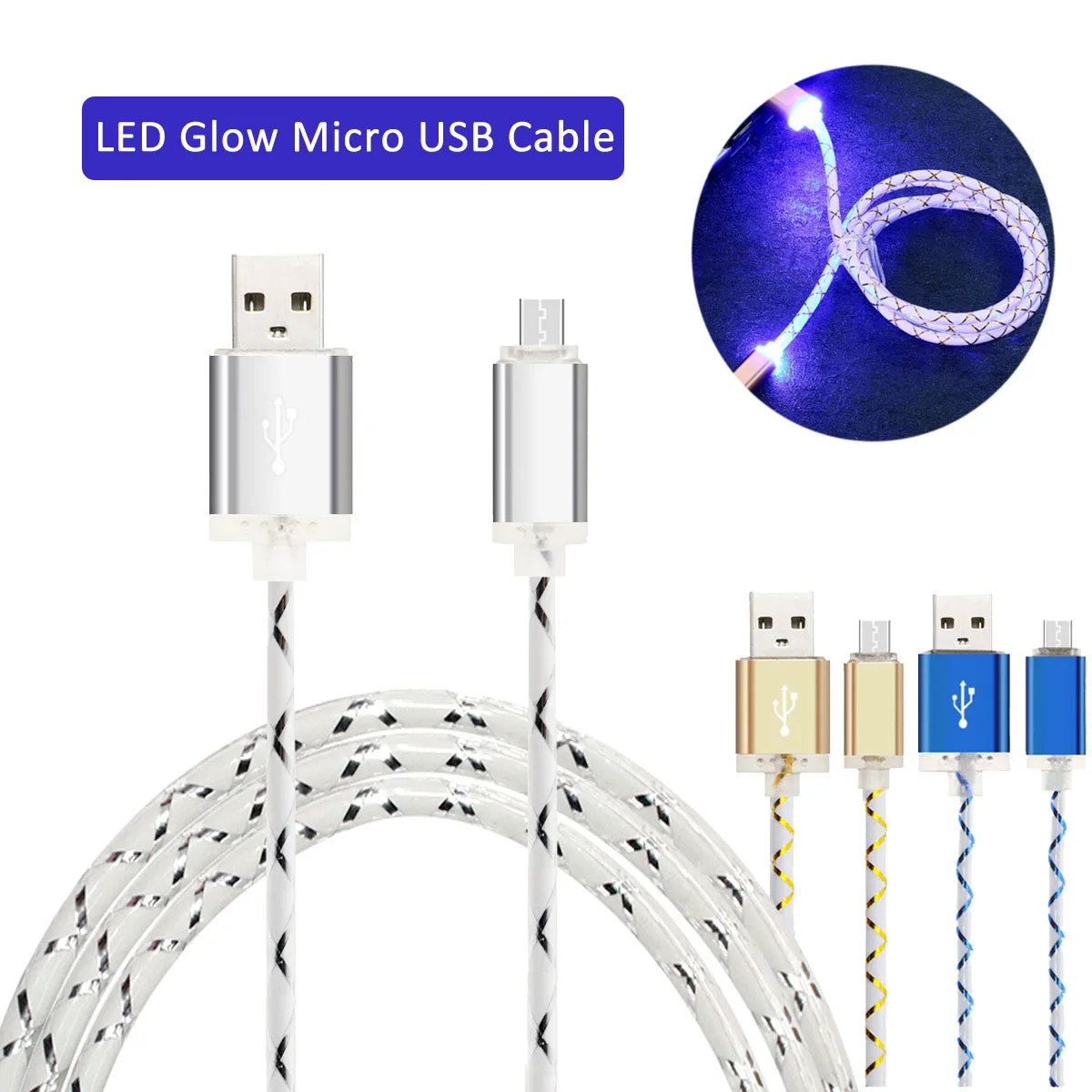 

1M LED Glow Micro USB Cable For Samsung S6 Edge Xiaomi Huawei Android Phone Data Sync Mobile Phone Cables Durable Charger Cord