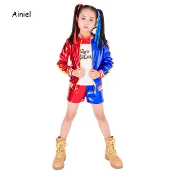 

Ainiel Kids Suicide Squad Cosplay Costume Fancy Shinning Glitter Full Set Costumes Halloween Party For Child Girl Boys