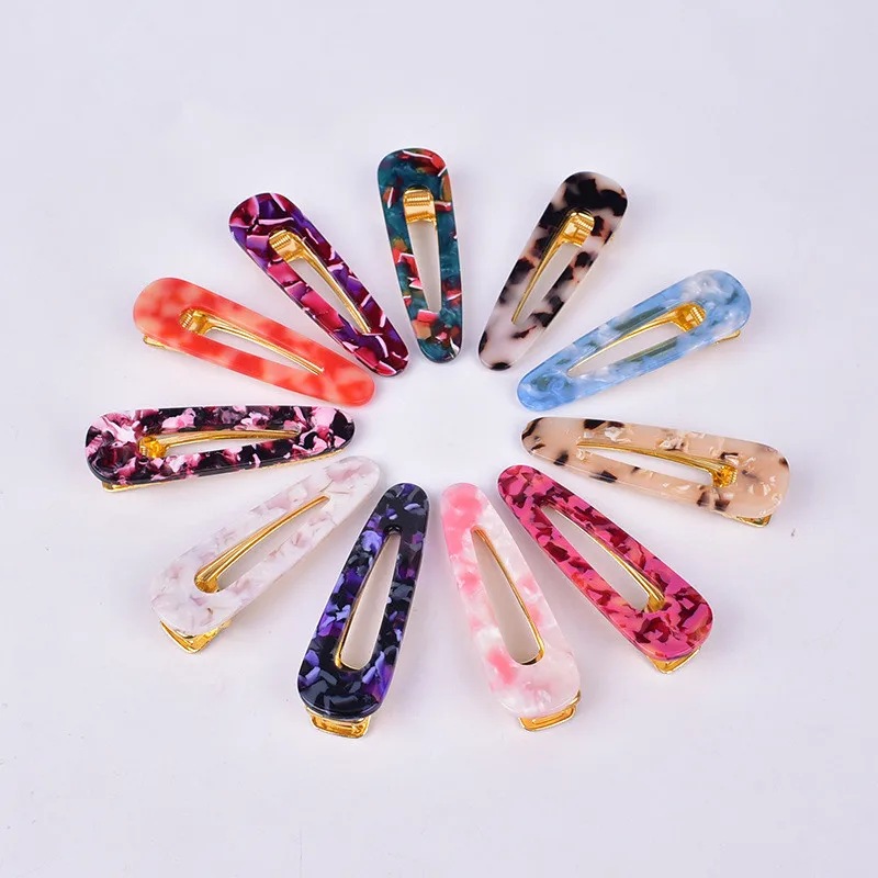

Fashion BB Clips Trendy Acetic Acid Hairpin Triangle Long Colorful Barrettes Stone Hair Clips Women Hair Styling Accessories