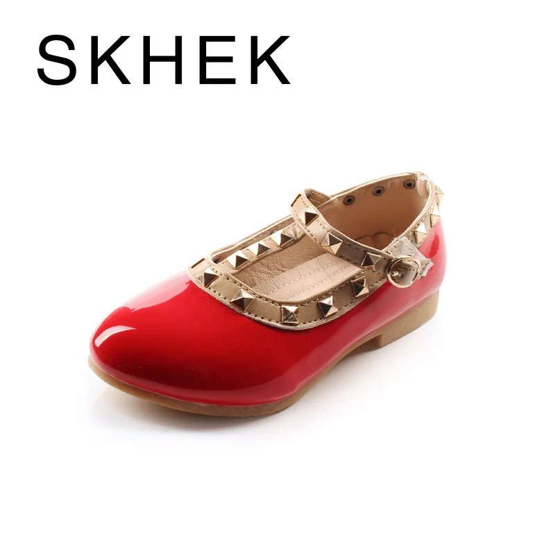 SKHEK Brand New Заклепки девочек Детская обувь Детская Досуг Спортивная обувь Rubber Sole Breathable PU20172017 Модный отдых кроссовки кеды красовки - Цвет: red