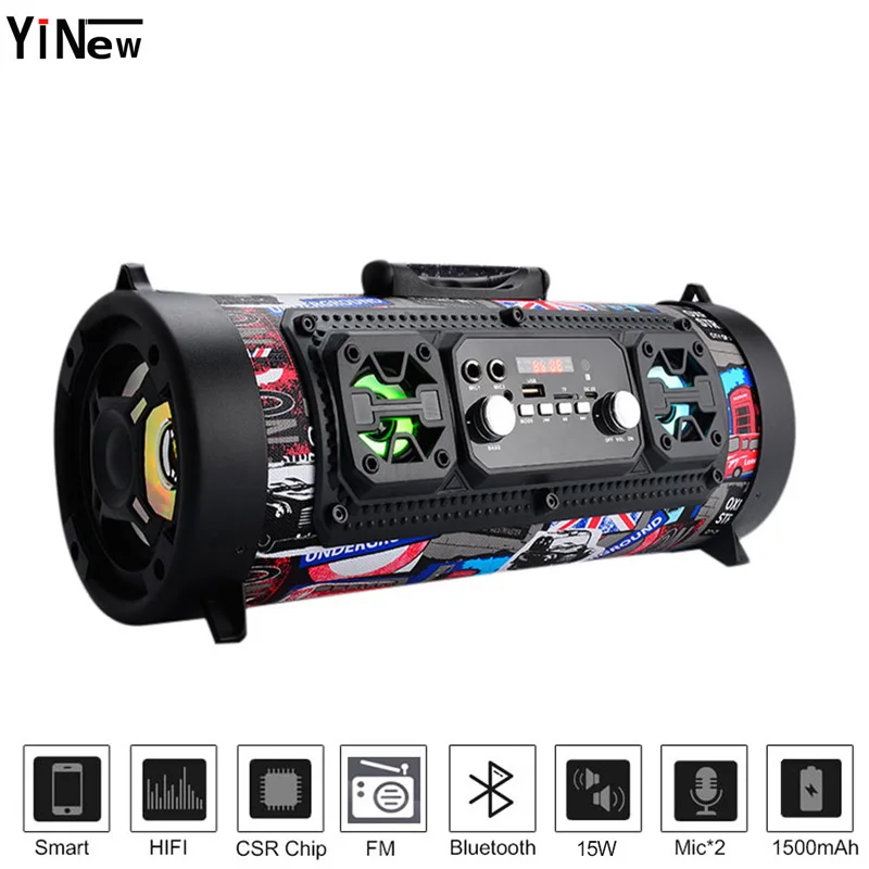 

Hifi Portable music column wireless Bluetooth Speaker FM Radio Move KTV 3D Sound bar system mp4 palyer subwoofer outdoor speaker