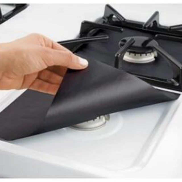 Reusable Aluminum Foil 4pcs Gas Stove Protectors Cover/Liner Clean Mat