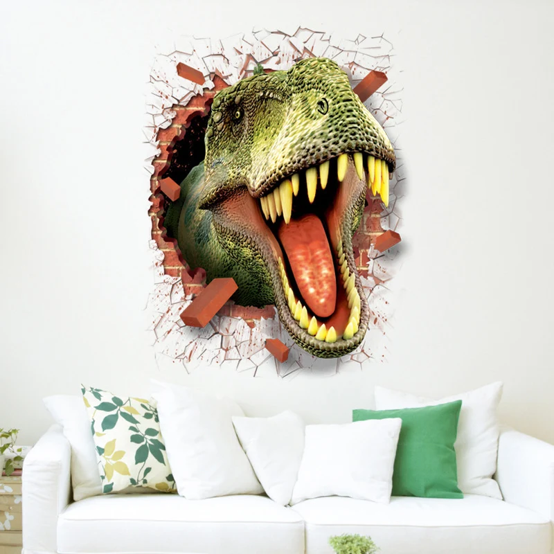 3D PVC Funny Wall Stickers Dinosaur Car Children Room Fridge Decals Dining Room Kitchen Decorative Wall Stickers