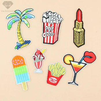 Cute Ice Cream Lips Fries Embroidered patches Stickers for clothing Stripe Badges Appearance on clothes T-shirt Hats