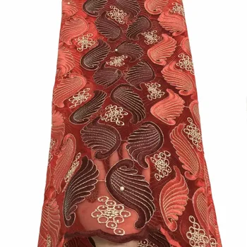 

2019 Latest French Nigerian Laces Fabric High Quality Beads Tulle African Laces Fabric Wedding African French Tulle Lace