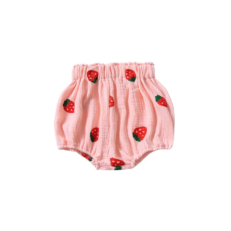 Летние милые хлопковые детские трусы для новорожденных девочек с рисунком фруктов, детские трусы, штаны с подгузниками, дышащие штанишки