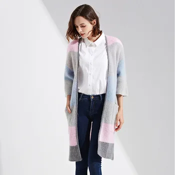 

2017 Fall / Winter Korean Version New Women's Coat Quarter Sleeve Length Loose Joker Knit Cardigan Sweaters Casaco de Malha