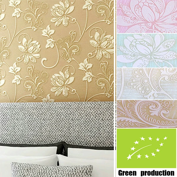 modern garden bedroom design style wallpaper fashion wood fiber 3d wall paper for walls flocking flower