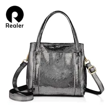 REALER Брендовая женская сумка из натуральной кожи, женские кожаные сумки высокого качества, женские сумки-мессенджеры, сумки-шопперы для женщин