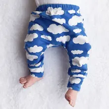 Модные высокие эластичные длинные штаны для маленьких мальчиков и девочек Хлопковые Штаны с забавным принтом в виде облака штаны Леггинсы Штаны Одежда для новорожденных