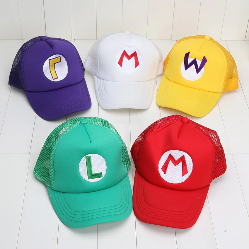 5 color Super Mario Bros Mario Luigi Wario Waluigi Cosplay Baseball M ...