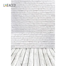 Laeacco White Brick Wall Wooden Board Old Style Plank Photography Backgrounds Customized Photographic Backdrops For Photo Studio