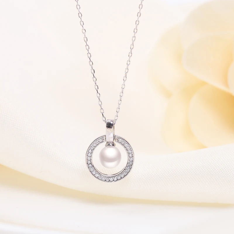 

LELADY 925 Sterling Silver Women Necklace 2018 Fashion Jewelry Circles Shape Inlaid Zircon Pearl Pendant Necklace Collares