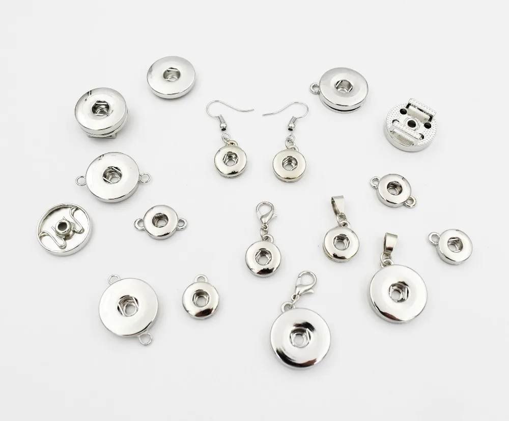 18MM Snap Accessories Silver Alloy Snap Button Base Fit 18mm Snap