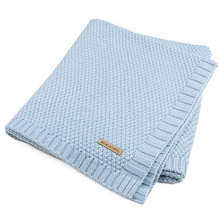 Детское одеяло вязаное Пеленальное Одеяло для новорожденных супер мягкое детское постельное белье для малышей одеяло для кровати диван корзина коляска одеяло s - Цвет: Blue