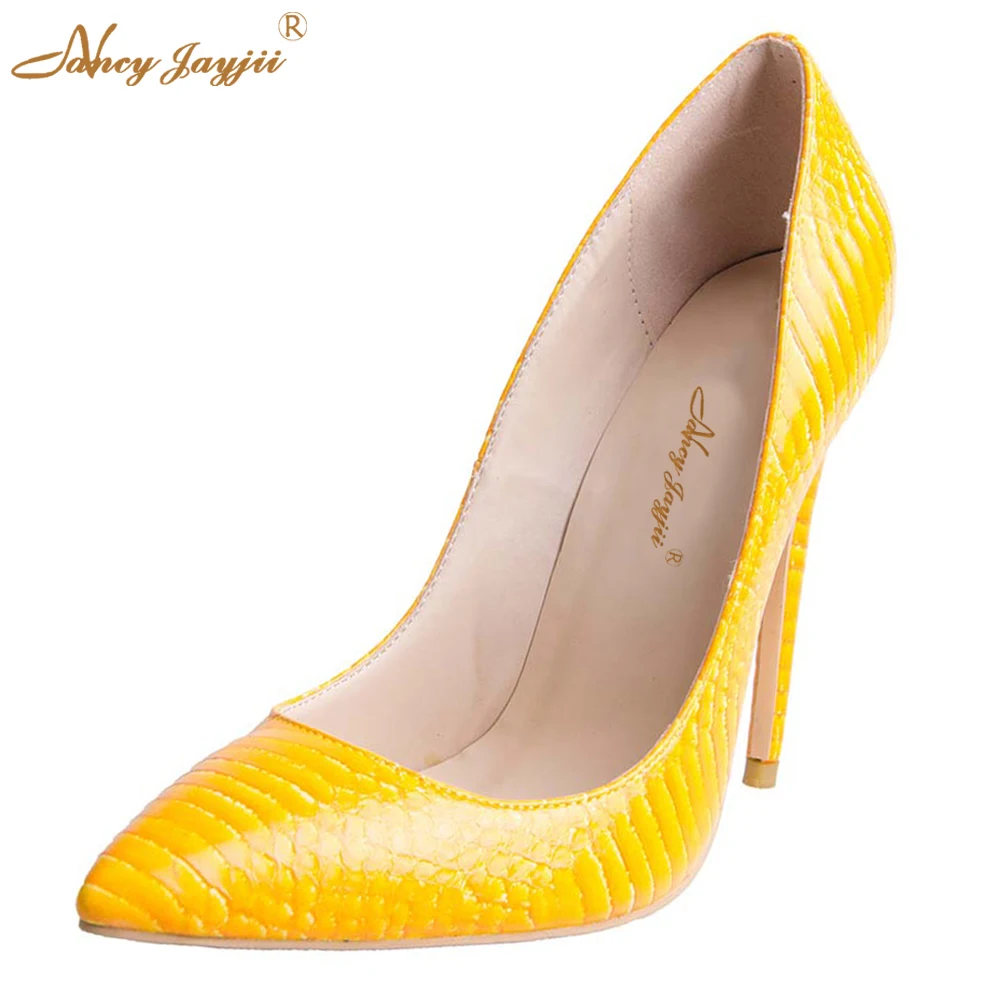 yellow snakeskin heels