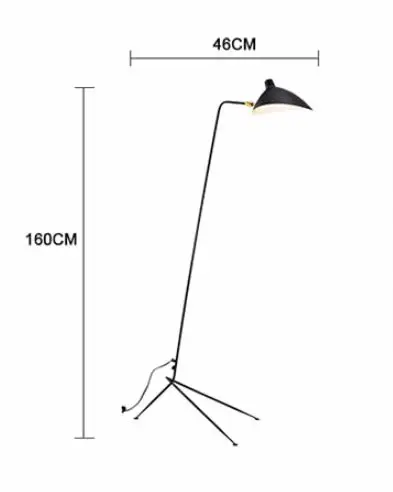 Американский Ретро напольный светильник в виде утки Serge Mouille танцевальные когти, светодиодный напольный светильник для гостиной, креативный прикроватный Торшер для спальни - Цвет абажура: Черный