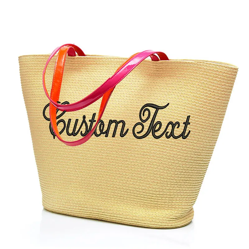 

Embroidery Personalized Custom Text LOGO Your Name Women Handbag Summer Beach Bag Woven Straw Shoulder Bag Dropshipping