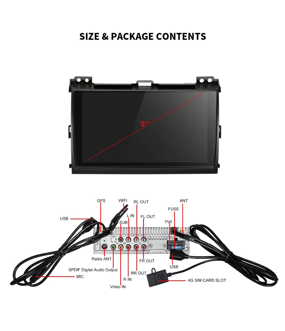 " 1din с 4G sim-картой DSP 4 Гб 64 ГБ для Toyota Land Cruiser Prado(120) Lexus GX470 Автомагнитола gps Android мультимедийный плеер