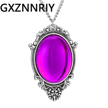 

Vintage Big Purple Precious Stone Pendant Necklace for Women Accessories Antique Chain Long Necklaces Pendants Jewelry Gifts