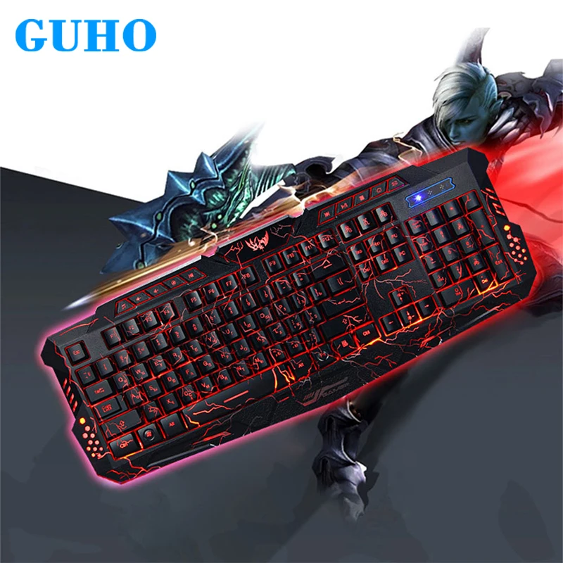 

GuHO Russian/English Backlight Wired Mechanical Gaming Keyboard Gamer Floating LED Backlit Teclado Clavier for Xiaomi Mi Laptop