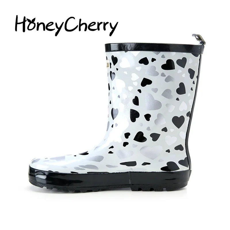 

2018 Summer White Love Rain Boots Women's Style Tube Women Sweet Round Head Water Shoes Ladies Rubber Rain Boots