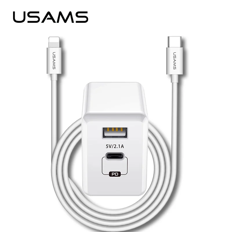 USAMS Universal PD Fast Charging Travel Charger USB+Type C Output US