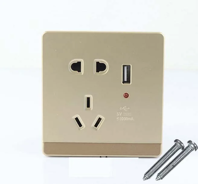 

10pcs Gold USB Port Wall Socket Charger DC Power Receptacle Outlet Plate AU EU