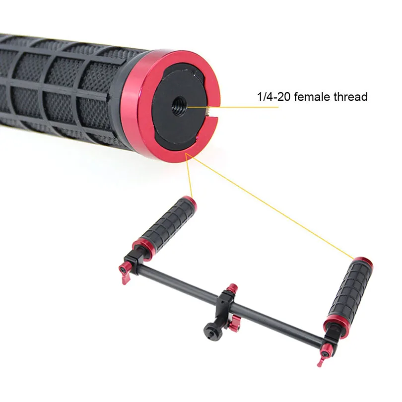 Camera Stabilizer Shoulder Dual Handle Grip Anti-Slip Rubber With Two Hand Grip For DSLR Camera Vid