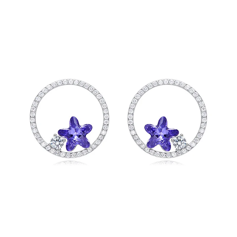 

925 sterling silver Embellished with crystals from Swarovski star earrings for ladies