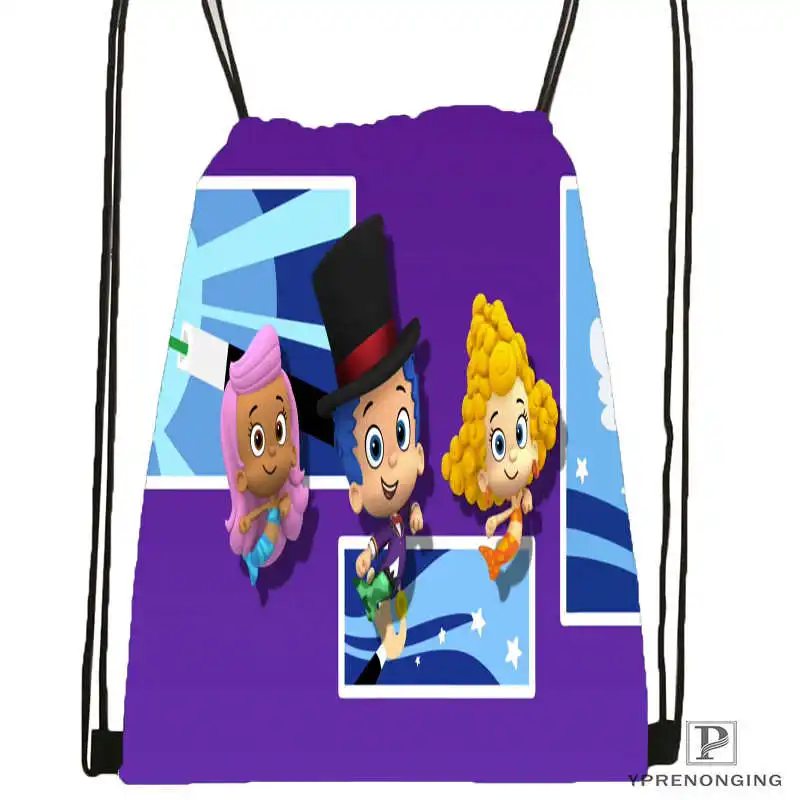 Drawstring Backpack Custom Bubble Guppies походная сумка на шнурке милый рюкзак для детей(черная спинка) 31x40 см#180531-02-67 - Цвет: Drawstring Backpack