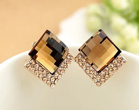 Корейские OL темпераментные квадратные Искрящиеся циркониевые уникальные высококачественные серьги-гвоздики E1775