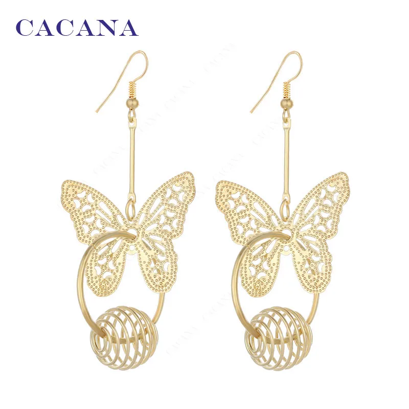 CACANA Dangle Long Earrings For Women Fllying Butterfly Catching A Ring Bijouterie Hot Sale No.A243 A244