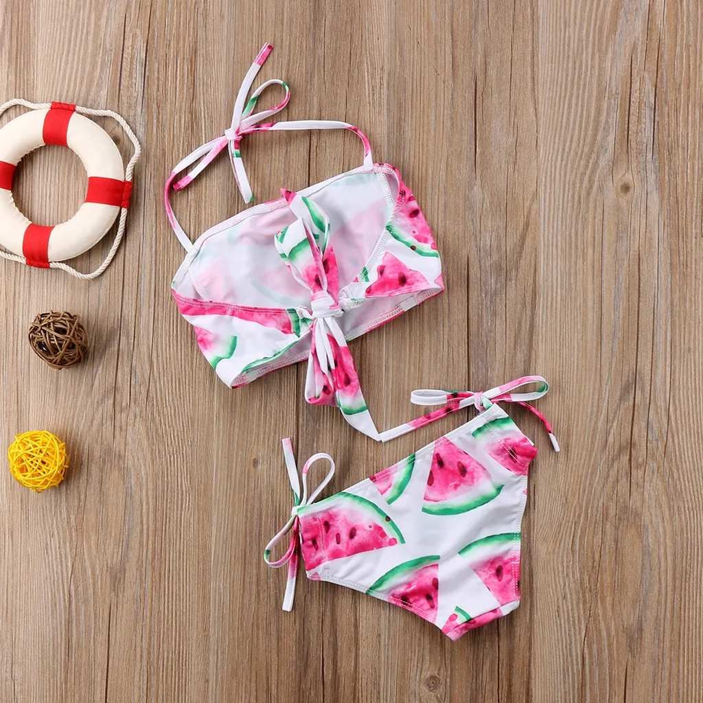 Baby Swimsuit Children Girl Bikini Beach Watermelon Straps Swimsuit+Shorts Swimwear Set Girls Swimwear Fashion New