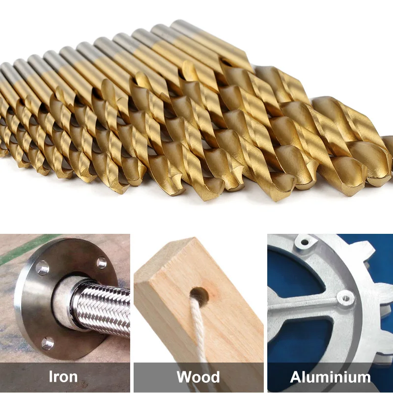 13pcs Straight round shank High Quality Mini Twist Drill Bit HSS Plating Titanium Saw Woodworking Metal Platic Drilling Tools