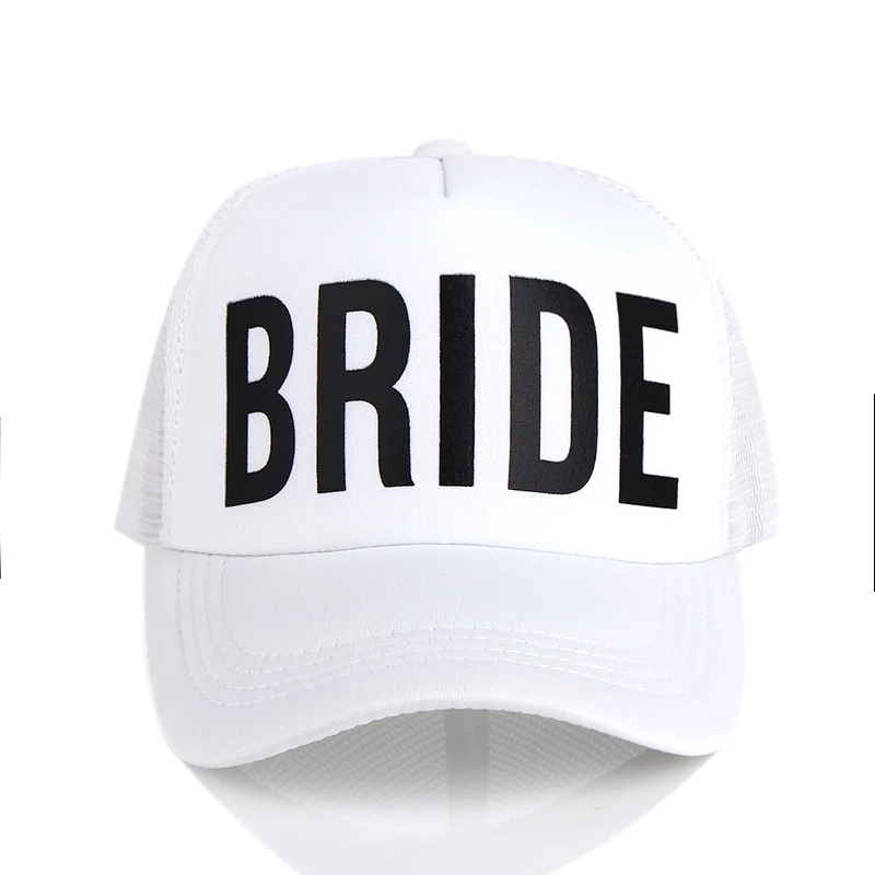 VORON невесты/надпись «Bride Tribe» девичник Шапки Для женщин свадебные Preparewear шляпы водителя грузовика белый неоновый летнее Сетчатое платье; - Цвет: BRIDE