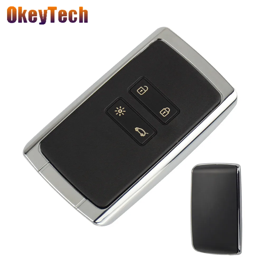 OkeyTech New Style Smart Card Car Key Shell For Renault Koleos Kadjar 2017 2018 Auto Key Case