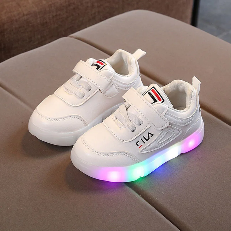 

Hook&Loop unisex fashion baby casual shoes Solid Cute LED lighted baby sneakers Famous brand girls boys shoes infant tennis