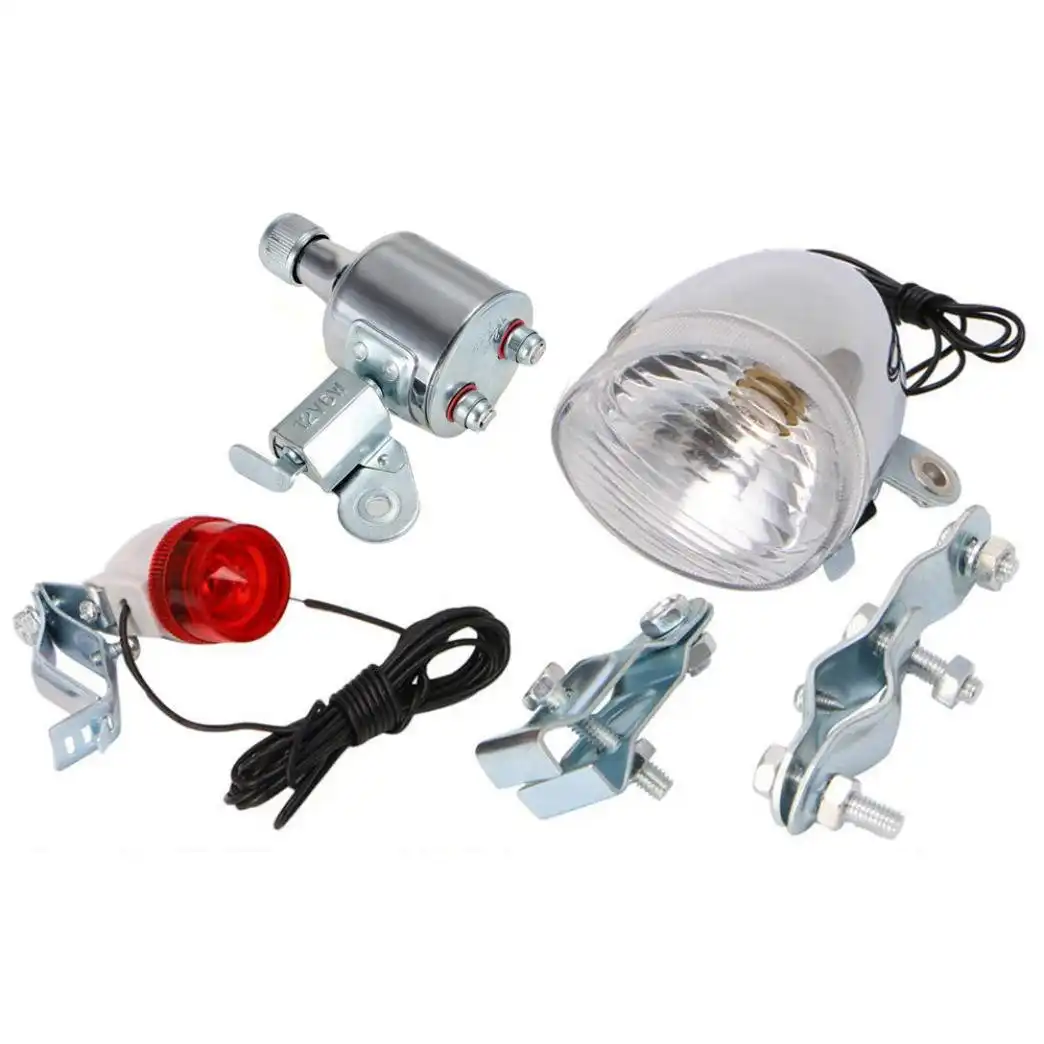 LIOOBO Bicycle Lights Generator Friction Dynamo Bike Headlight Rear Light Sets Bicycle Acessories