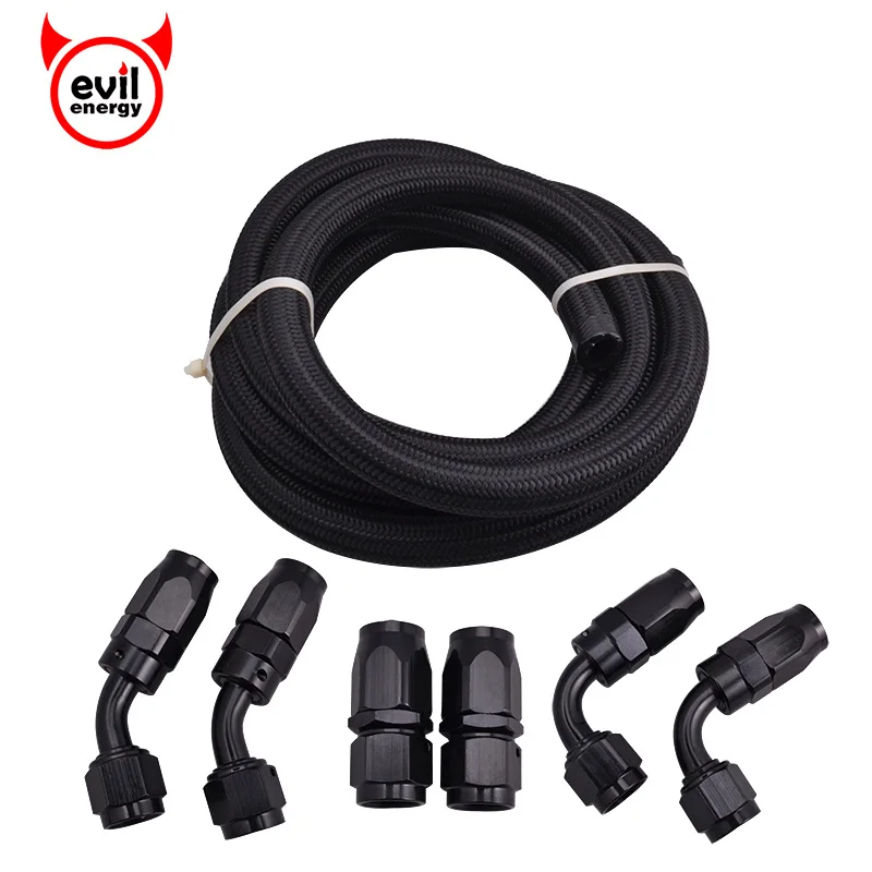 

evil energy 10AN Oil Fuel Hose Line Oil Cooler System Hose 3M Oil Cooler Kits With Straight 45Degree Elbow Hose Ends Adapters