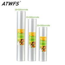 ATWFS вакуумная упаковочная машина, вакуумные пакеты для хранения продуктов 20*500 см+ 25*500 см+ 28*500 см, 3 рулона, вакуумная сумка
