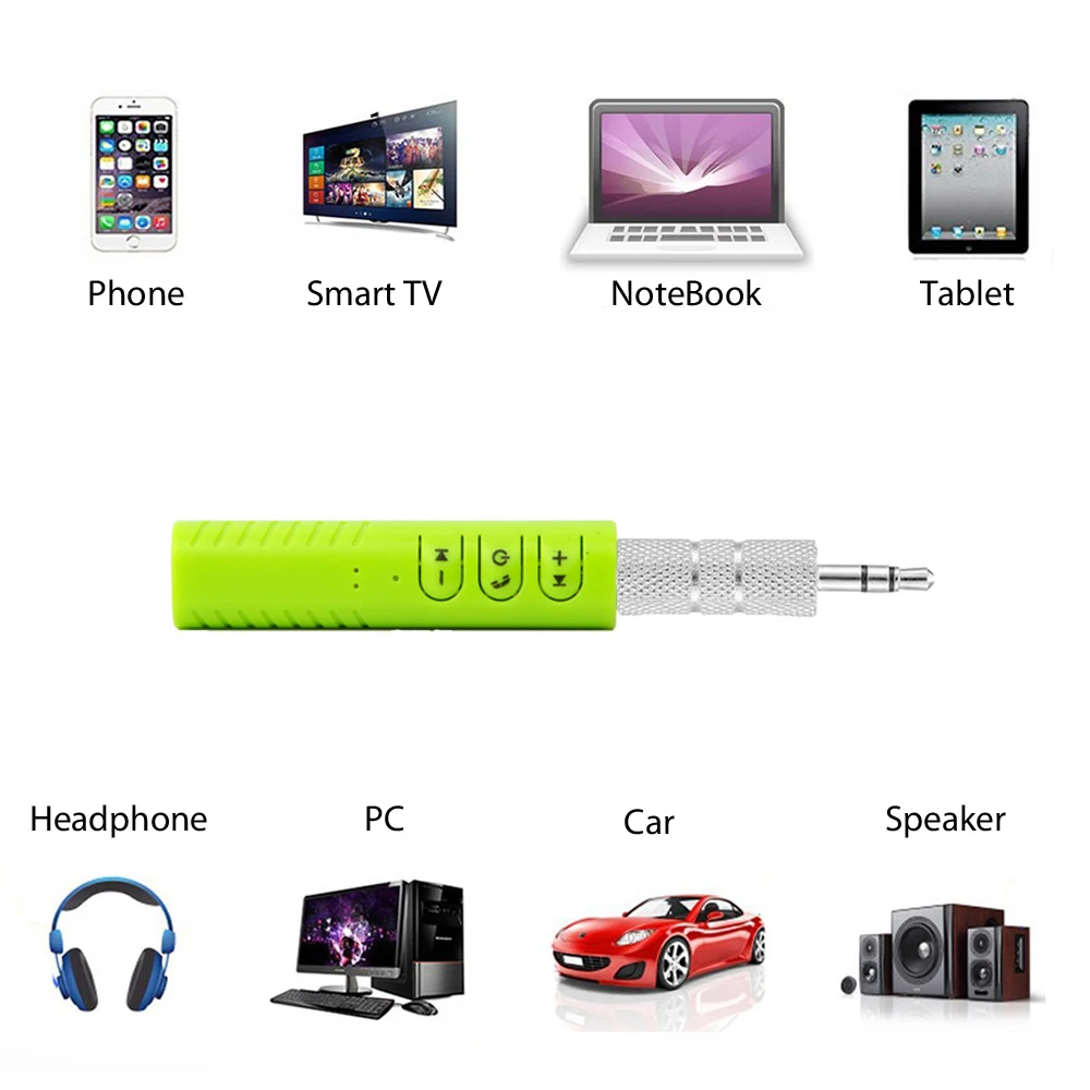 Car Wireless Bluetooth 3.5mm Jack Aux Handsfree Receiver Kit Adapter For Headphone MP3 Music Audio Adapter For Headphone Speaker