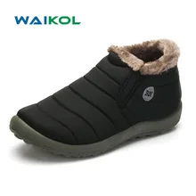 Waikol Мужская зимняя обувь однотонные зимние сапоги теплые водонепроницаемые лыжные ботинки на нескользящей подошве с хлопчатобумажным утеплителем внутри Размеры 39-48